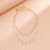 Jewelry, Simple And Cold Wind Stacked Pearl Chain Necklace, Sweet And Cool Retro Metal Tag Necklace