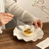 Creative Wave Flounce White Ceramic Dish Household 8 Inch Afternoon Cake Dessert Plates Nordic New Simple Light Luxury Tableware