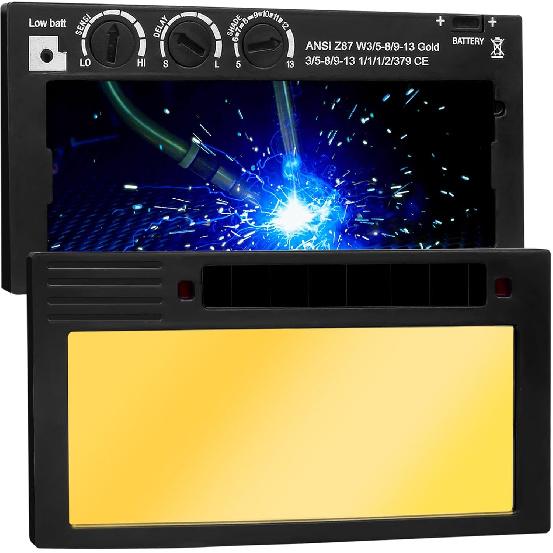 2x4 Сварочная линза с автозатемнением, Золотой сварочный фильтр с регулируемым оттенком 5-13, Технология HD True Color для сварочных масок Pancake и Pipeliner, Подходит