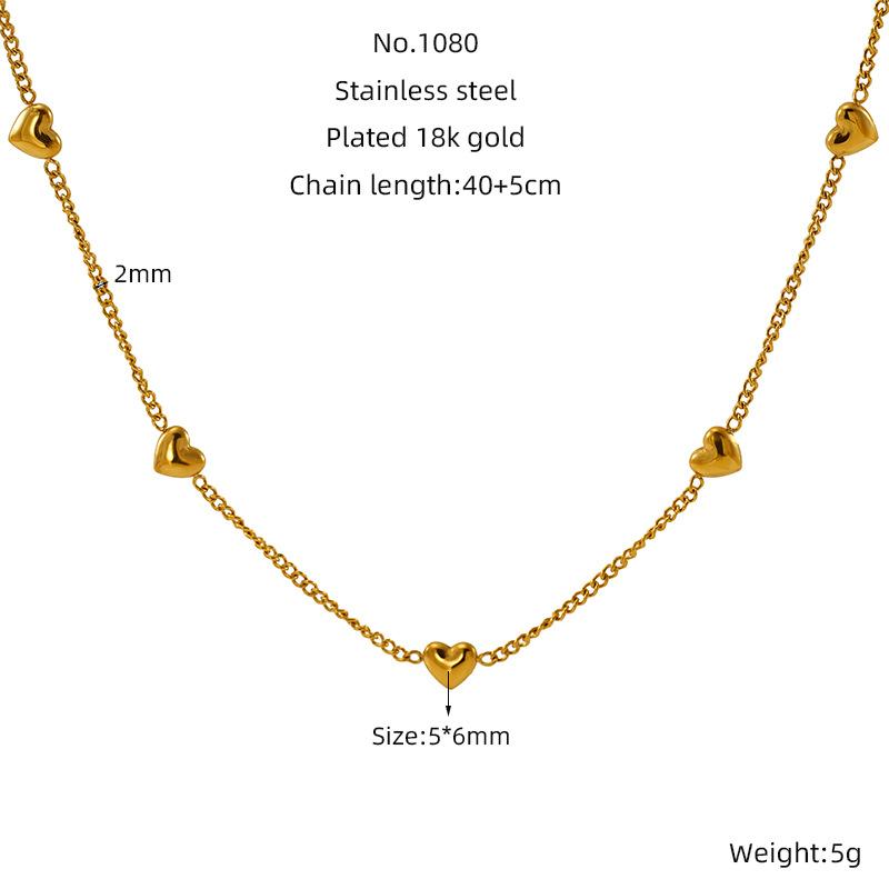 Korean Niche Design Peach Heart Necklace Stainless Steel Versatile Women's Love Bracelet Jewelry