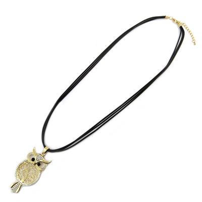 [P7589] - Black Gold 'Chouette' Necklace - 65x35 Mm