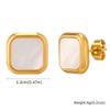 Chic Stainless Steel Square Natural Shell Stud Earrings for Women, Trendy Exquisite Daily Party Jewelry Accessories Gift Unisex