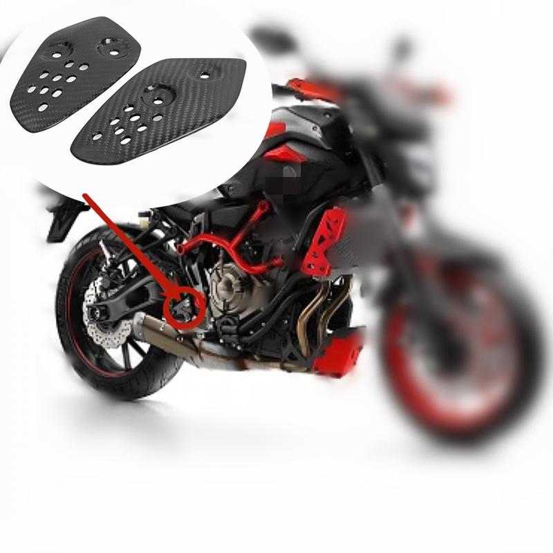 Real Carbon Fiber Motorcycle Heel Guard Rearset Plate Foot Peg Protector Overlay Gloss For Yamaha FZ-07 MT-07 MT07 2013 - 2022