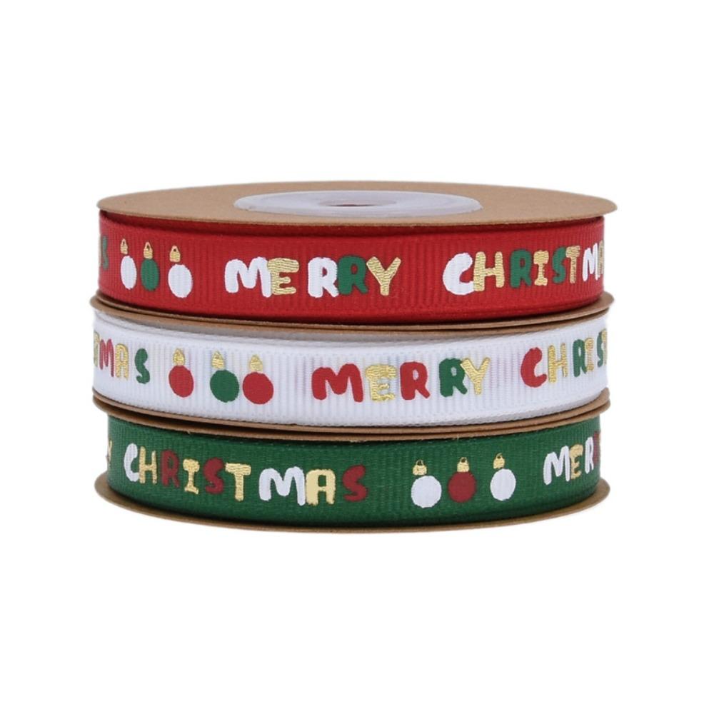 For Handmade Bow Christmas Ribbon DIY Christmas Decorations Yarn Strip Festival Decoration Gift Wrapping Belt Embossed Webbing
