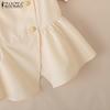 ZANZEA Women Square Collar Summer Short Sleeve Slim Blouse