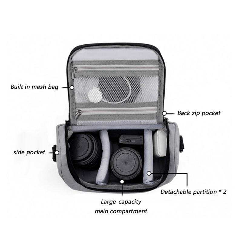 Portable Single Shoulder Camera Bag with Multiple Compartments for Camera Lens Memory Cards Photography Accessories