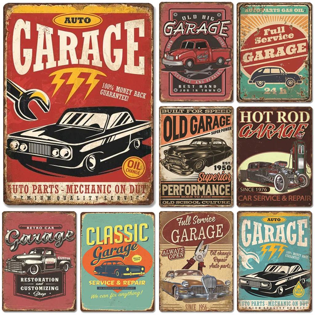 Classic Auto Garage Car Full Service Metal Tin Signs Wall Art Posters Plate Wall Decor for Bars Man Cave Cafe Clubs Garage Retro