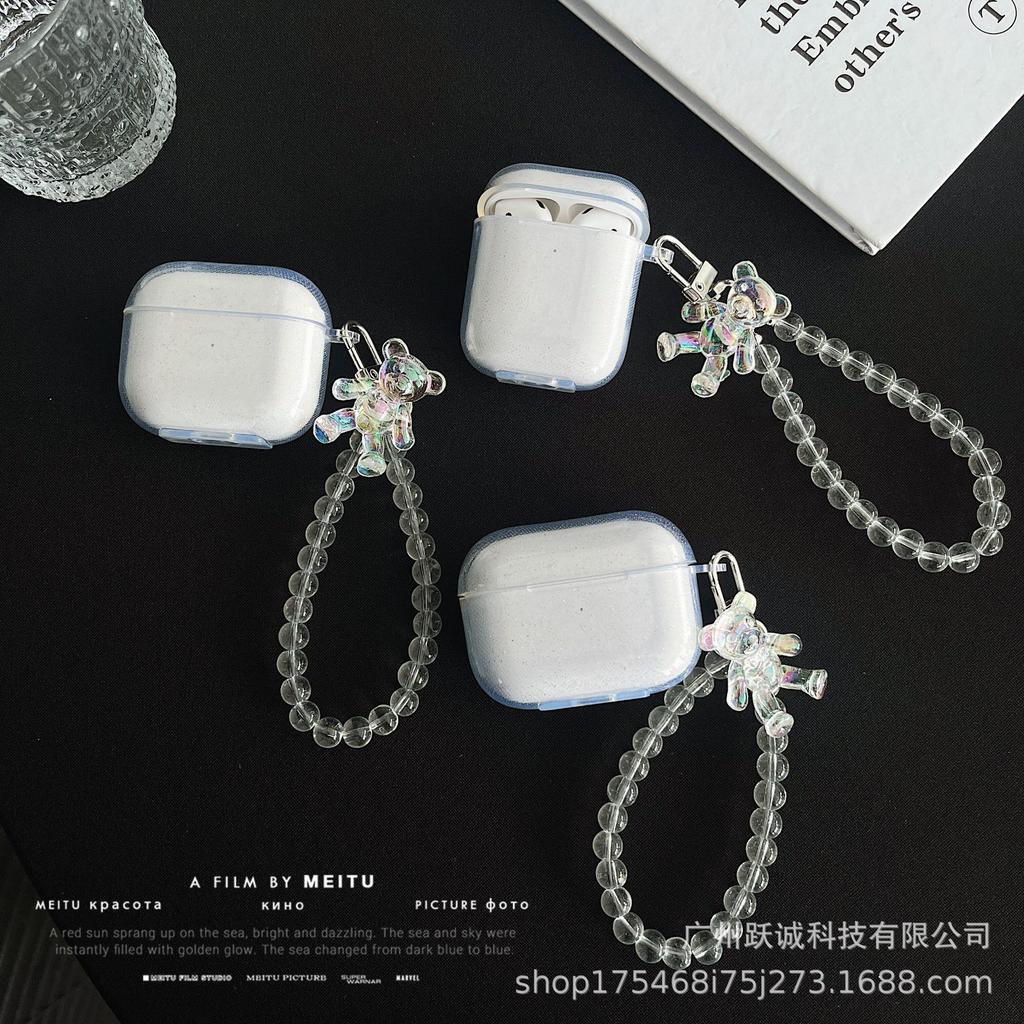 Applicable To Apple 1st Generation Earphone Case Airpodspro1 Glitter Bear Bluetooth Earphone Case 1st Generation 1st Generation Transparent