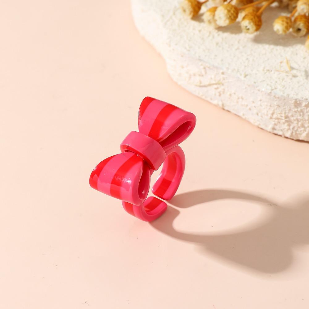 French Bowknot Ring Cute Opening Ring Sweet Polka Dot Bow Ring Fashion Style 4