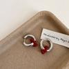 Red Beaded Flower Ear Buckle Female Design Sense Unique Personality Exquisite Elegant Fashion Commuter Versatile Earrings