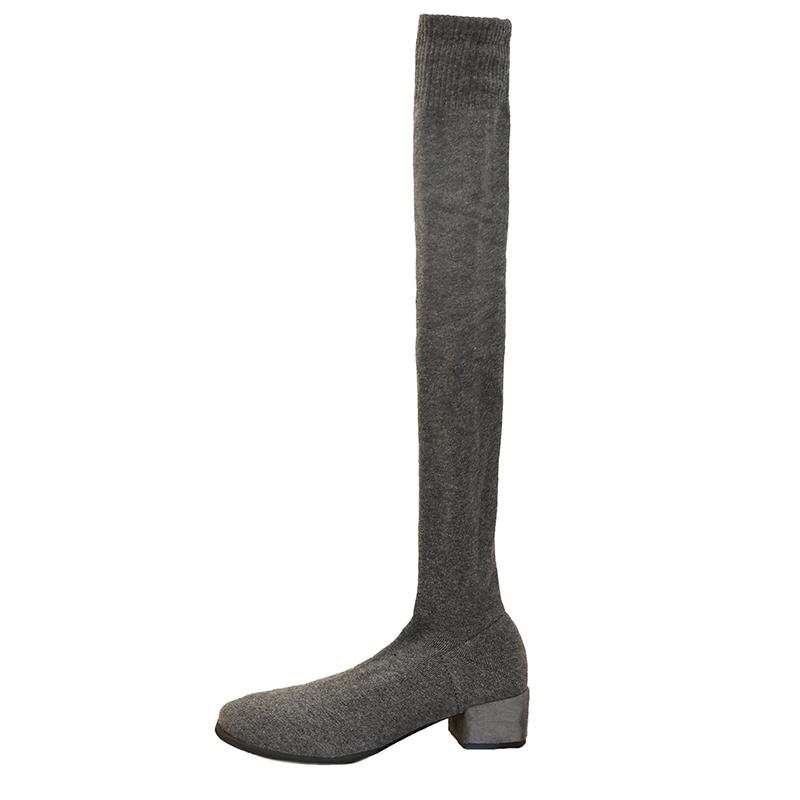 Fashion New Autumn Pointed Toe Women Elastic Slimming Sock Loots Fashion Female Thick Heel Over The Knee High Booties