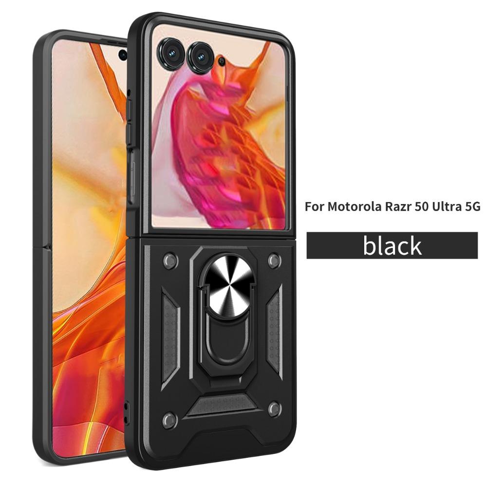 Funda for Motorola Razr 50 Ultra Case Armor Slide Camera Ring Stand Protective Cover for  Motorola Moto Razr 50 Ultra Capa