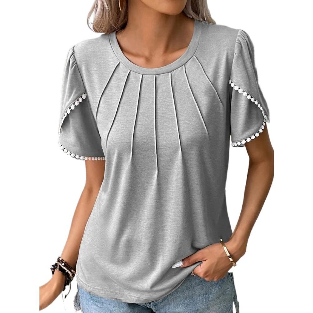 

HNXC женские модные повседневные летние однотонные блузки и рубашки с короткими рукавами и круглым вырезом с принтом XXXXL серый