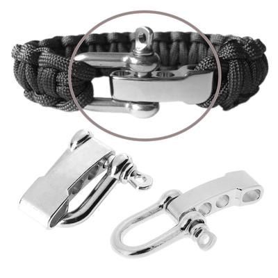 4Pcs/set Zinc Alloy Bow Shackle Umbrella Rope Buckle Adjustable U Buckle Survival U Shape Umbrella Rope Bracelet Buckle