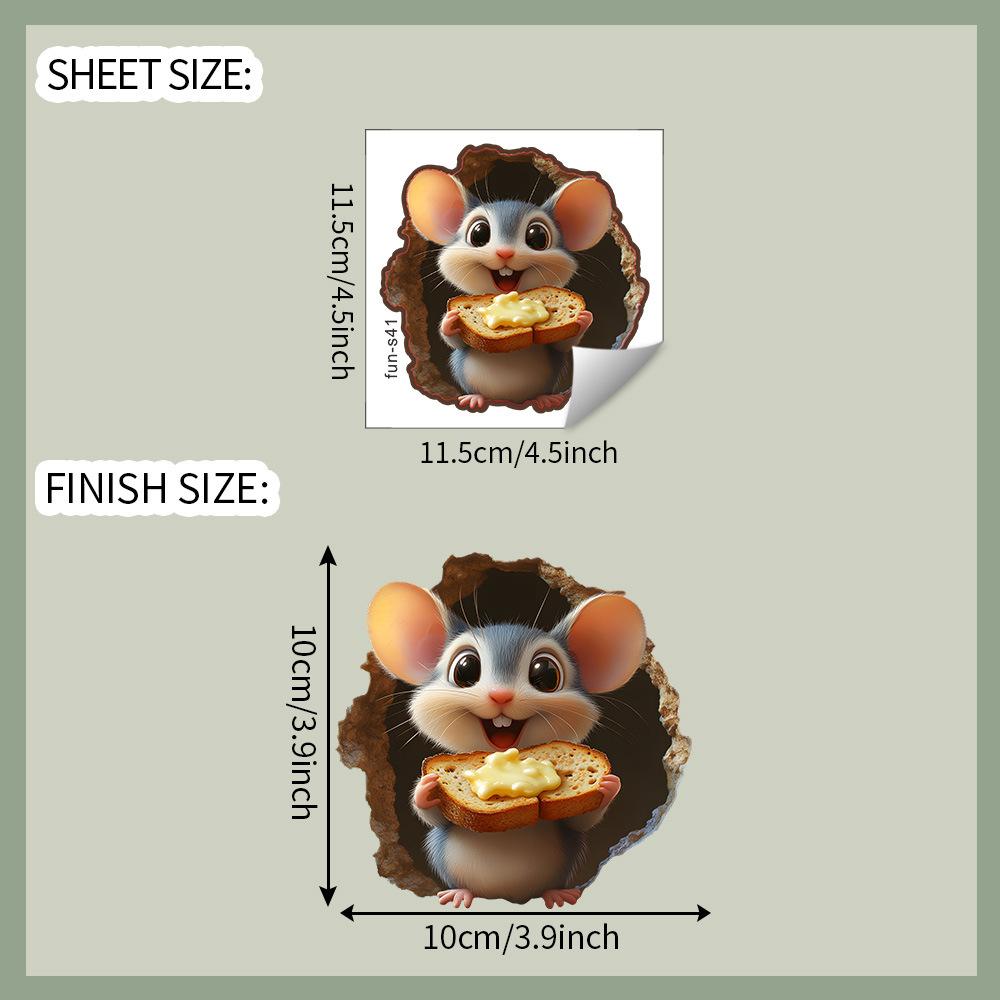 Cartoon Cute Mouse Hole Stickers Can Be Freely Pasted On The Home Wall Background for Beautification and Decoration