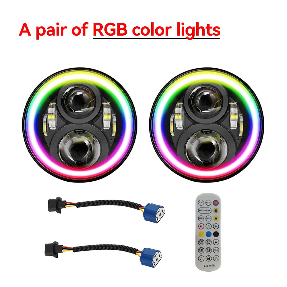 

RGB 7 Круглая 6 светодиодная фара RGB для Harley Davidson Touring Fat Boy Jeep Wrangler JK LJ CJ TJ