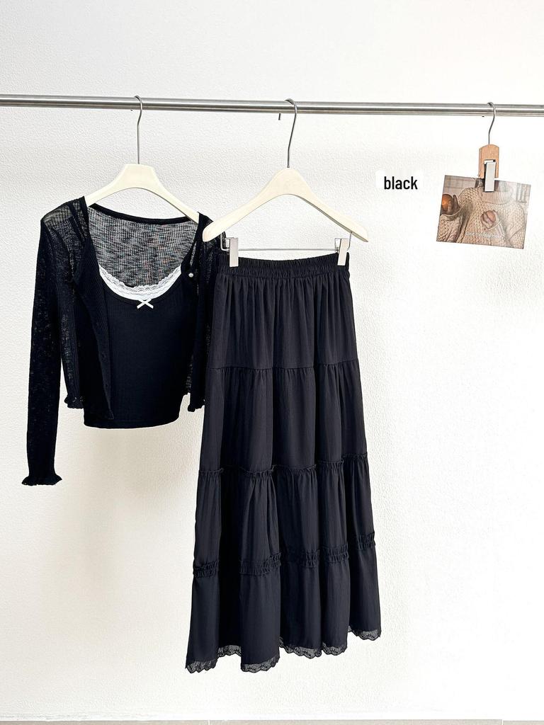 2026 Spring/Summer Ruffled Lace Patchwork Fairy A-Line Beach Dress