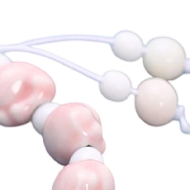 Adjustable Ceramic Bead Bangle Handmade Bracelet Cartoon Puss Paw Design Elastic Cord for Daily Fashion Accessory