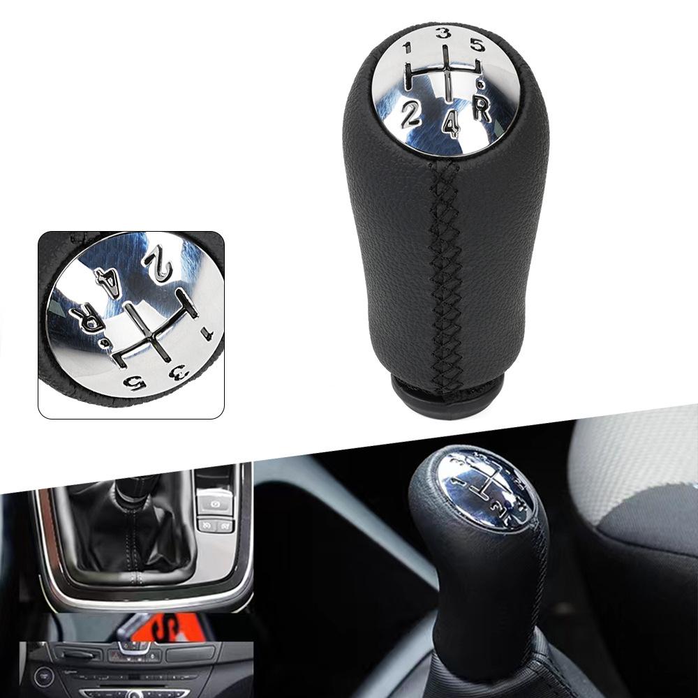 Luxury Car Gear Shift Knob For Renault Clio Mk3/Megane Mk2/Scenic Mk2 - 5 Speed, Lychee Grain PU Leather, Non-Slip Design