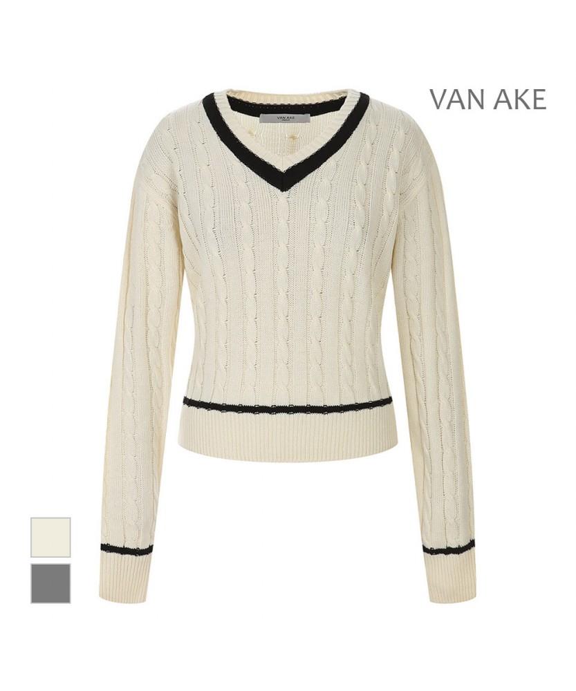 VANAKE V-Neck Contrast Knit_Vb4Xktmk01Z