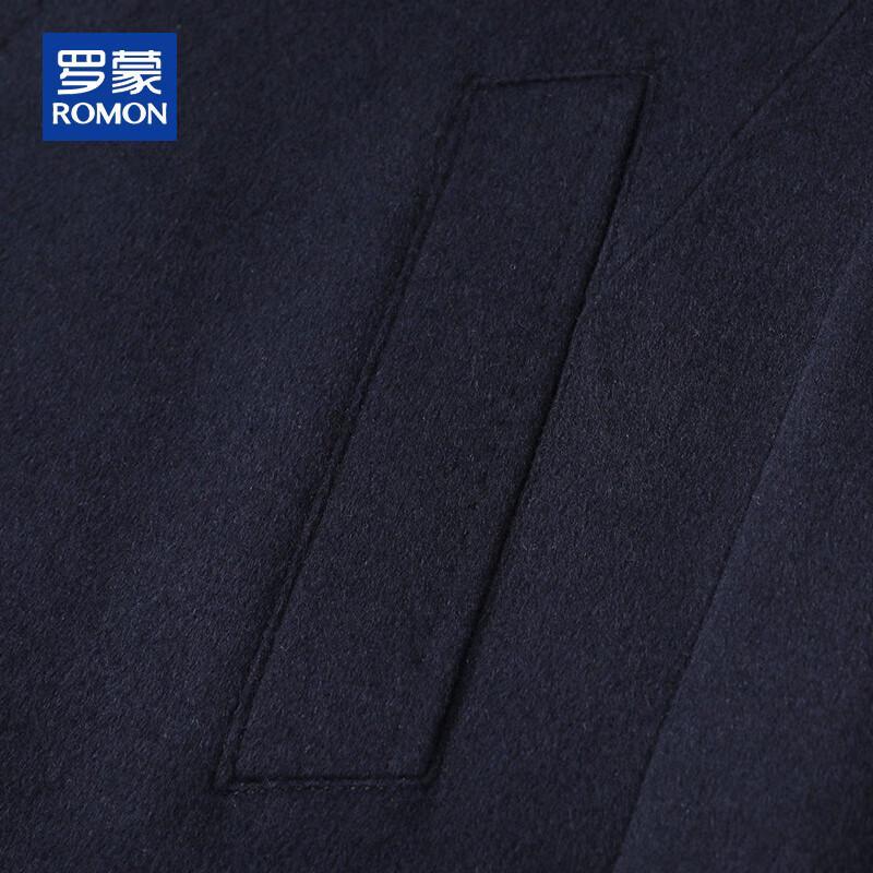 ROMON Men's Autumn/Winter Wool Blend Mid-Length Overcoat