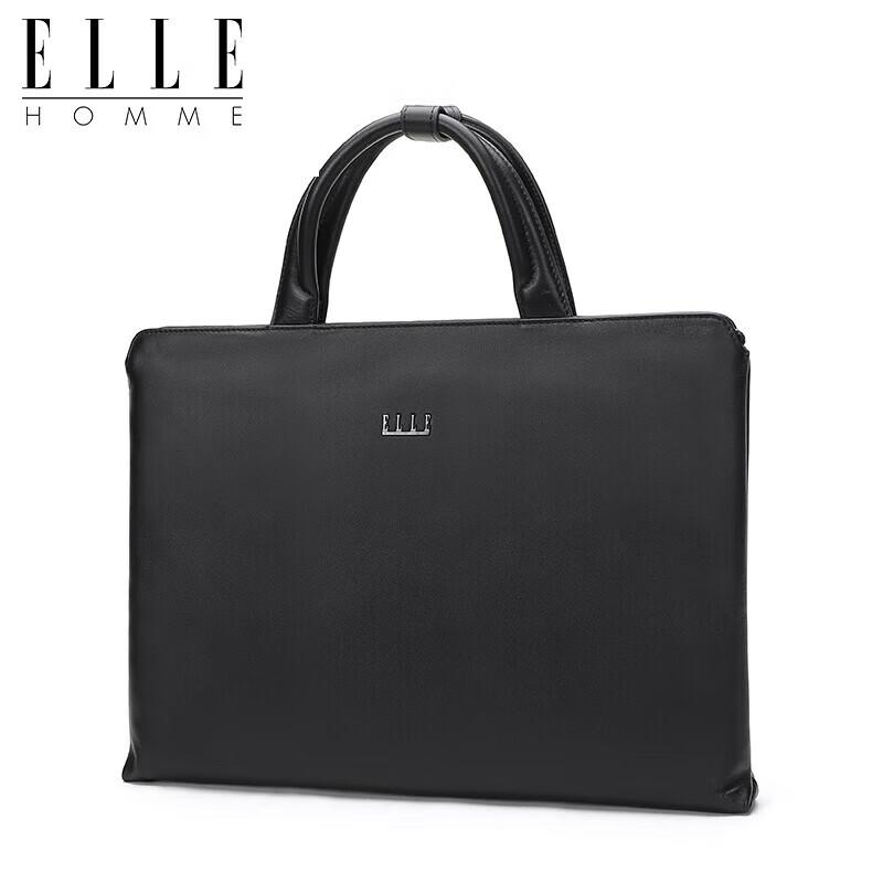 ELLE HOMME Men's Leather Business Briefcase