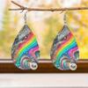Colorful Fashion Water Drop PU Leather Earrings For Women Creative Gradient Marble Pattern Teardrop Earrings Elegant Atmospheric Earrings