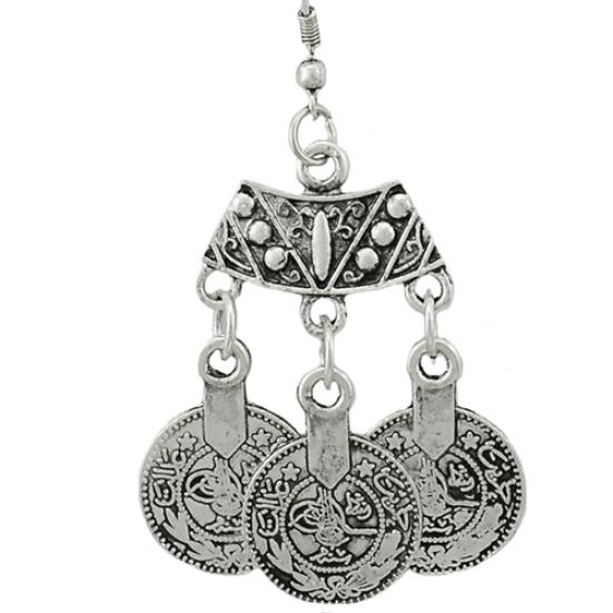 Women's Ethnic Jewelry Vintage Coins Drop Dangle Hook Long Chandelier Earrings