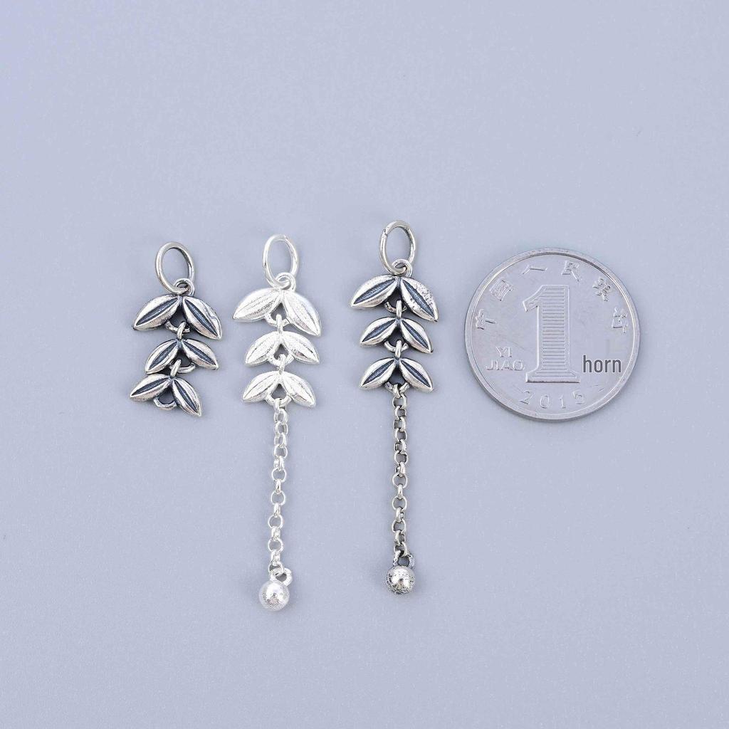S925 Sterling Silver Wheat Ear Tassel Pendant for DIY Jewelry: Bracelet, Necklace, Earring.