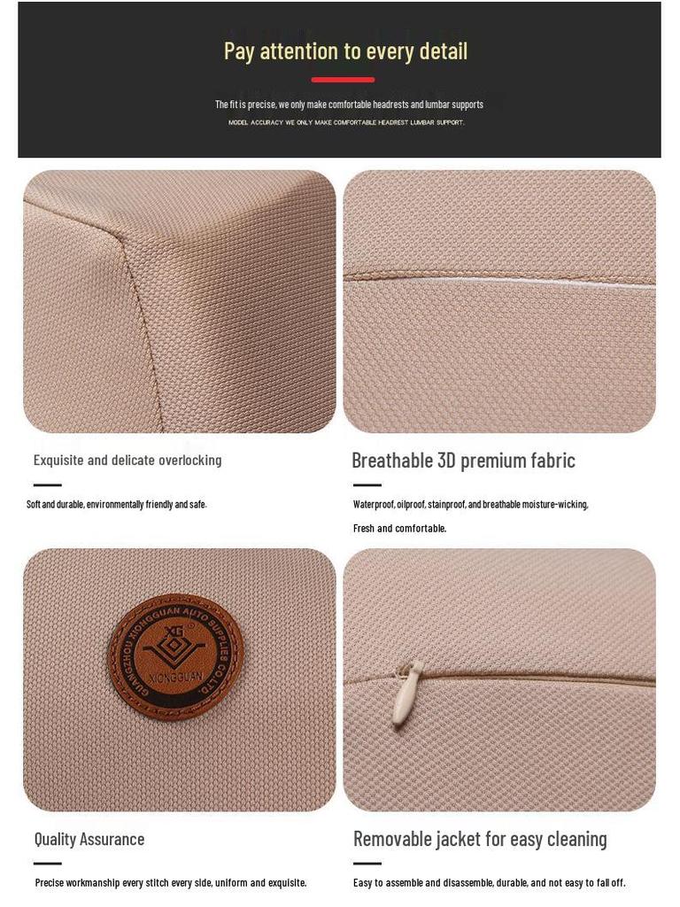 Car Headrest Memory Foam Neck & Lumbar Support Pillow - Customizable.