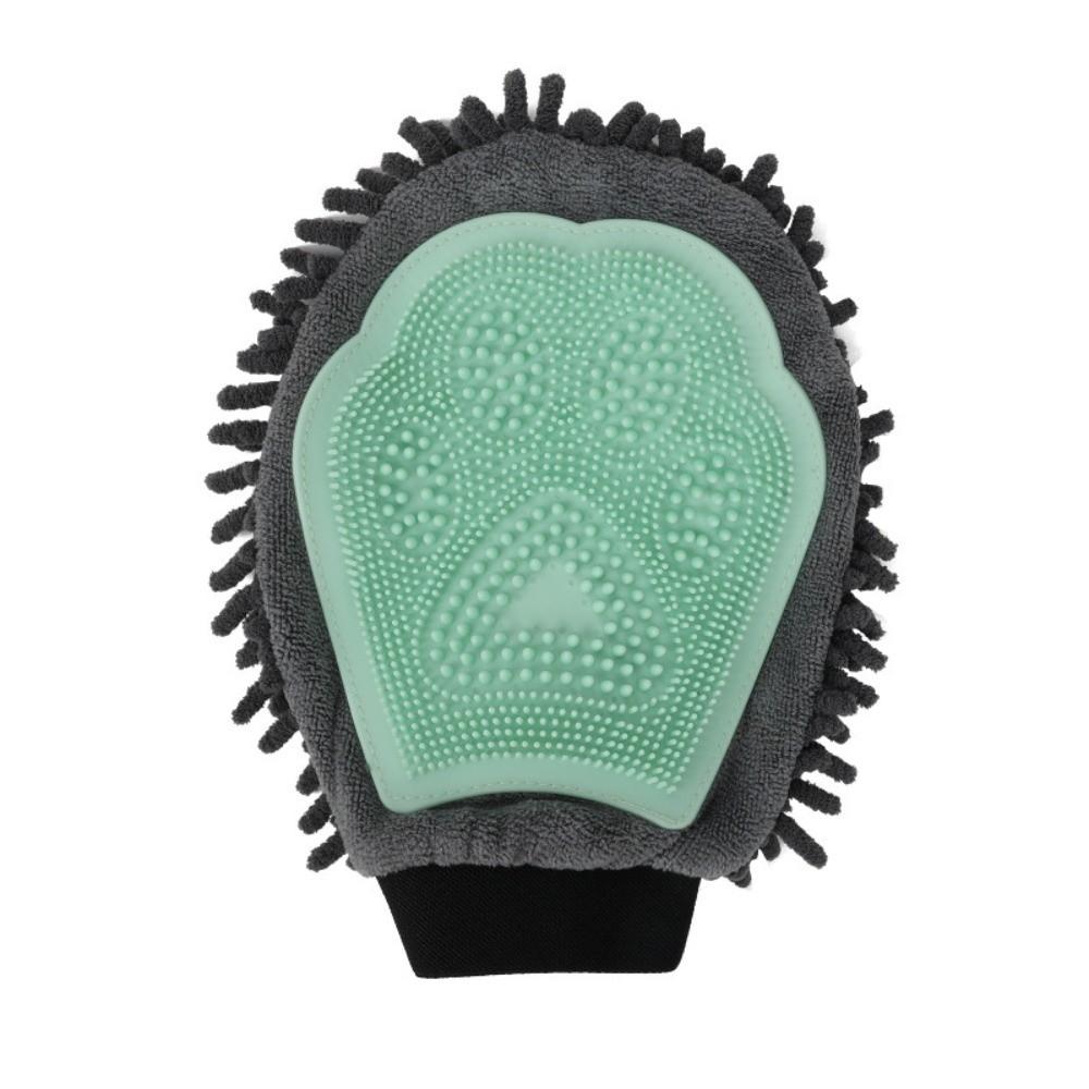 Double Sided Dog Cat Bath Massage Gloves Pet Comb Pet Bath Brush Cat Deshedding Comb  Shower Green 26cm