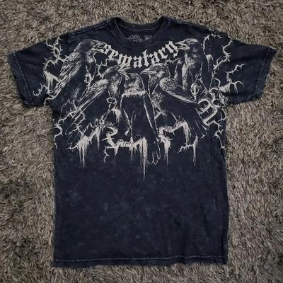 Retro Punk Hip Hop Graphic Print Oversized T Shirt Mens New Round Neck Short Sleeve Tops