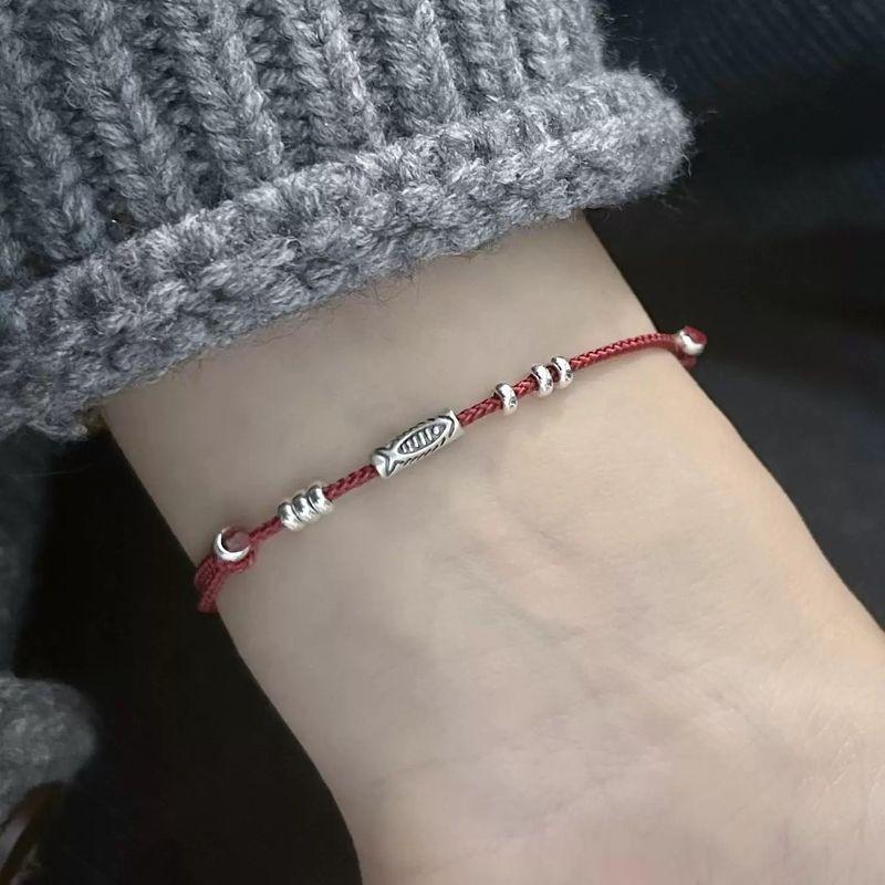 

Удачи, Маленькая Красная Веревочка, Серебро 925 пробы, Браслет Кои на берегу , Бусины на удачу, Тонкий шнурок для ношения, Год рождения, Плетеный счастливый браслет на ногу A Retro red rope bracelet