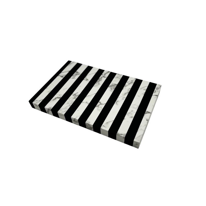 Contemporary Black & White Striped Patchwork Tray for Hotel, Club, Bedroom, Study & Living Room Decor.