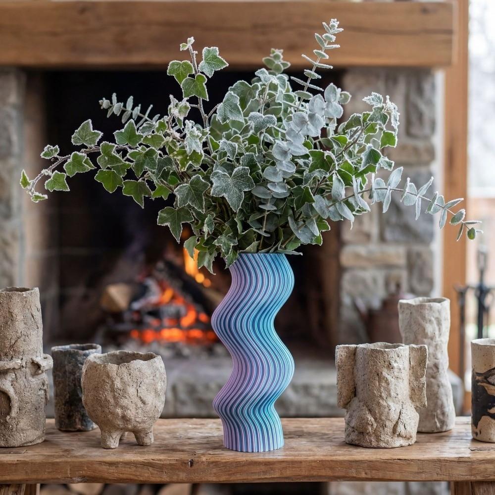 Twisted Design Modern Twisted Flower Bottle Gradient Color Plant Pot Home Desktop Decorations