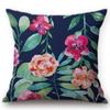 Flower Pattern Cotton Linen Cushion Cover Vintage Watercolor Flowers Decorative Pillowcase Waist Throw Pillow Cover Cojines