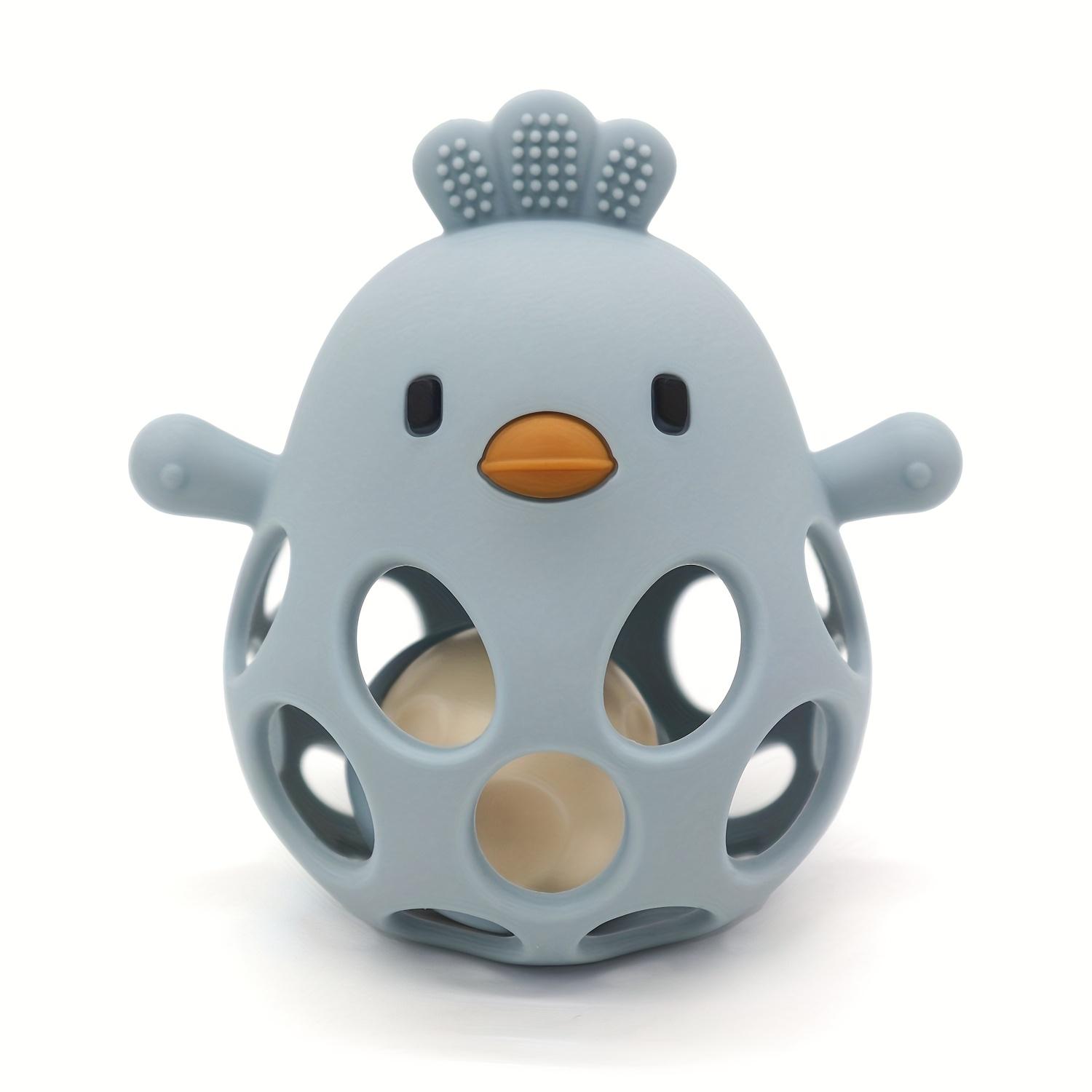 

Силіконовий прорізувач для зубів у вигляді курчати різних кольорів з брязкальцем - Іграшка для хапання руками та жування для малюків