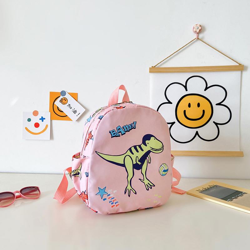 Adorable Cartoon Dinosaur Print Children's Backpack Lightweight Canvas School Bag
