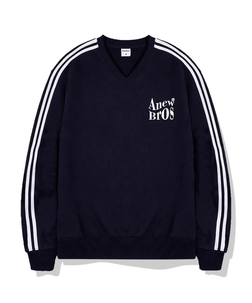 ANEWBROS Bro Name Mark Oversized Track V-Neck Sweatshirt 5 Colors [Anbv_9005]