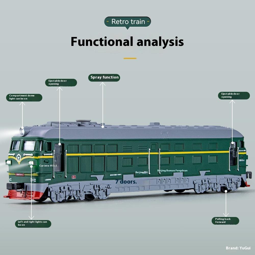 Diecast Nostalgic Steam Green Leather Train Toy Can Be Sprayed Alloy Train Simulation Model Trendy Display Gift For Childrens