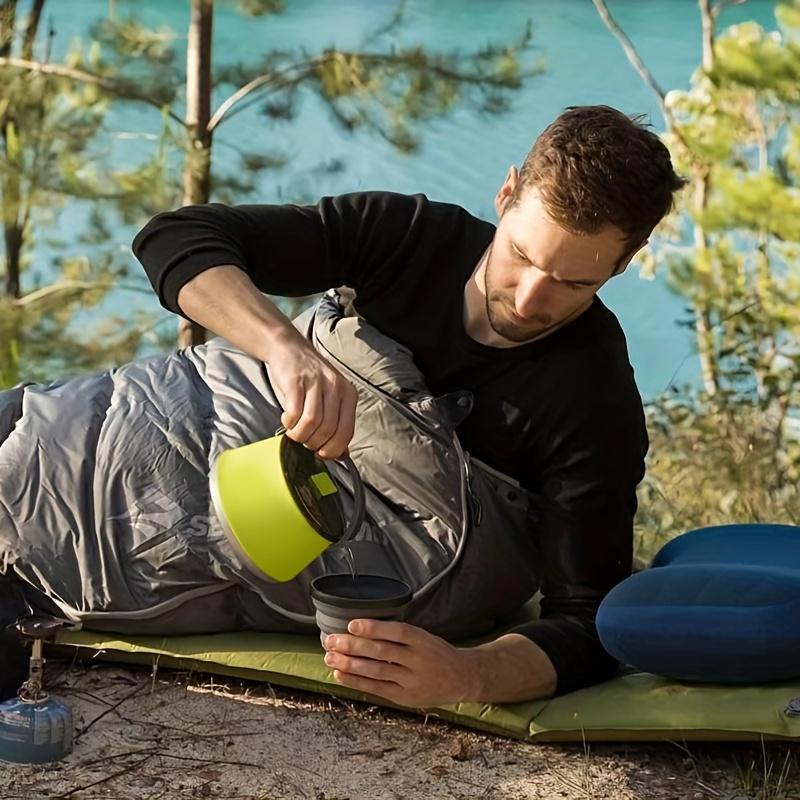 Durable Stainless Steel Collapsible Camping Kettle with Lid Portable Foldable Cook Pot for Hiking Backpacking