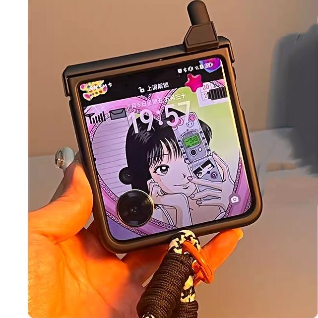 Korean Cute Mobile Phone Model Case For Samsung Galaxy Z Flip 7 Flip 6/5 Lovely Girl Cover For Motorola Razr 60 Razr 50 40 Ultra