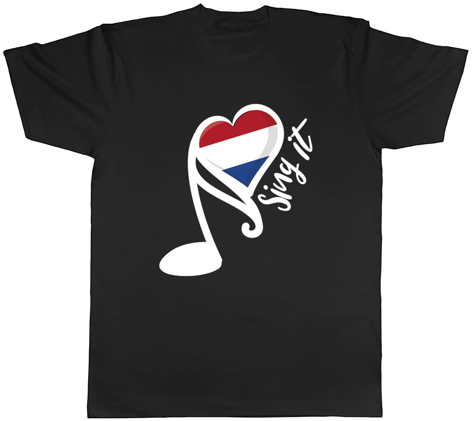 Netherlands Song Contest Mens T-Shirt Music Singing Unisex Tee Gift XS