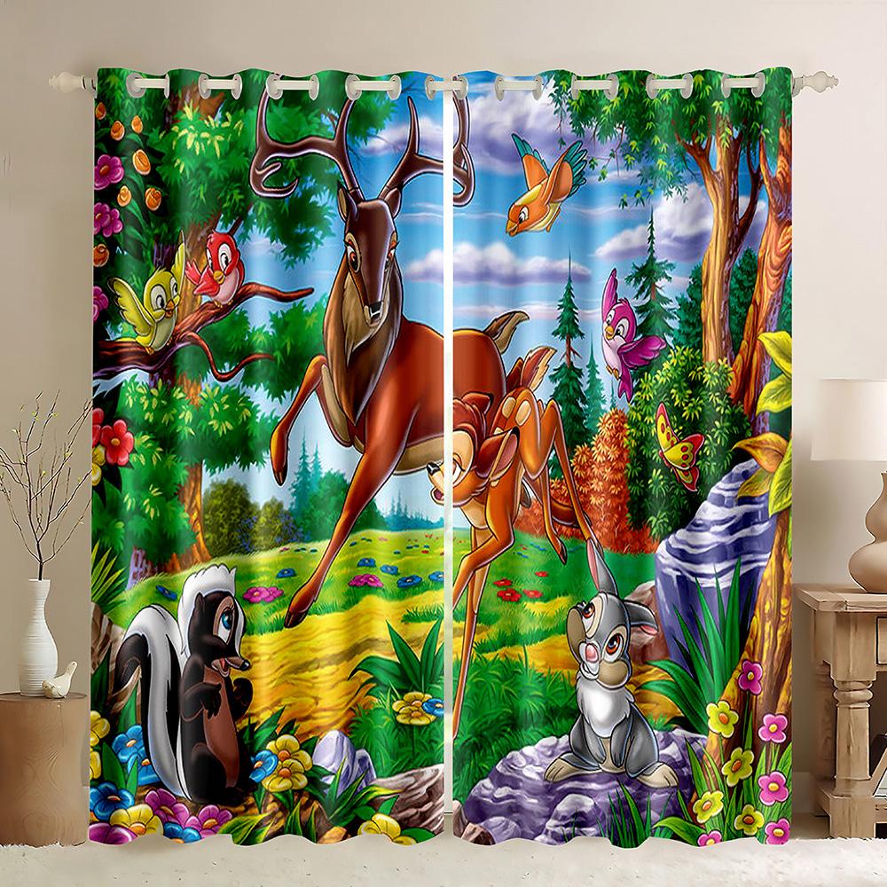 

2024 Safari Animals Оконные занавески с рисунком мультяшных джунглей и леса Шторы для домашнего декора Драпировка для детской спальни гостиной Small W50H60(CM)x2&Grommet Top