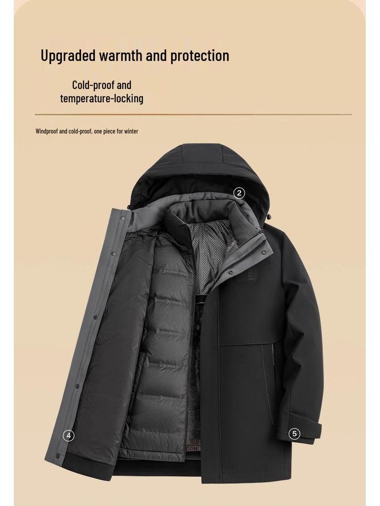 Men's 2025 Model Business Detachable Fleece-Lined Down Jacket for Winter Cold Protection Model 9888