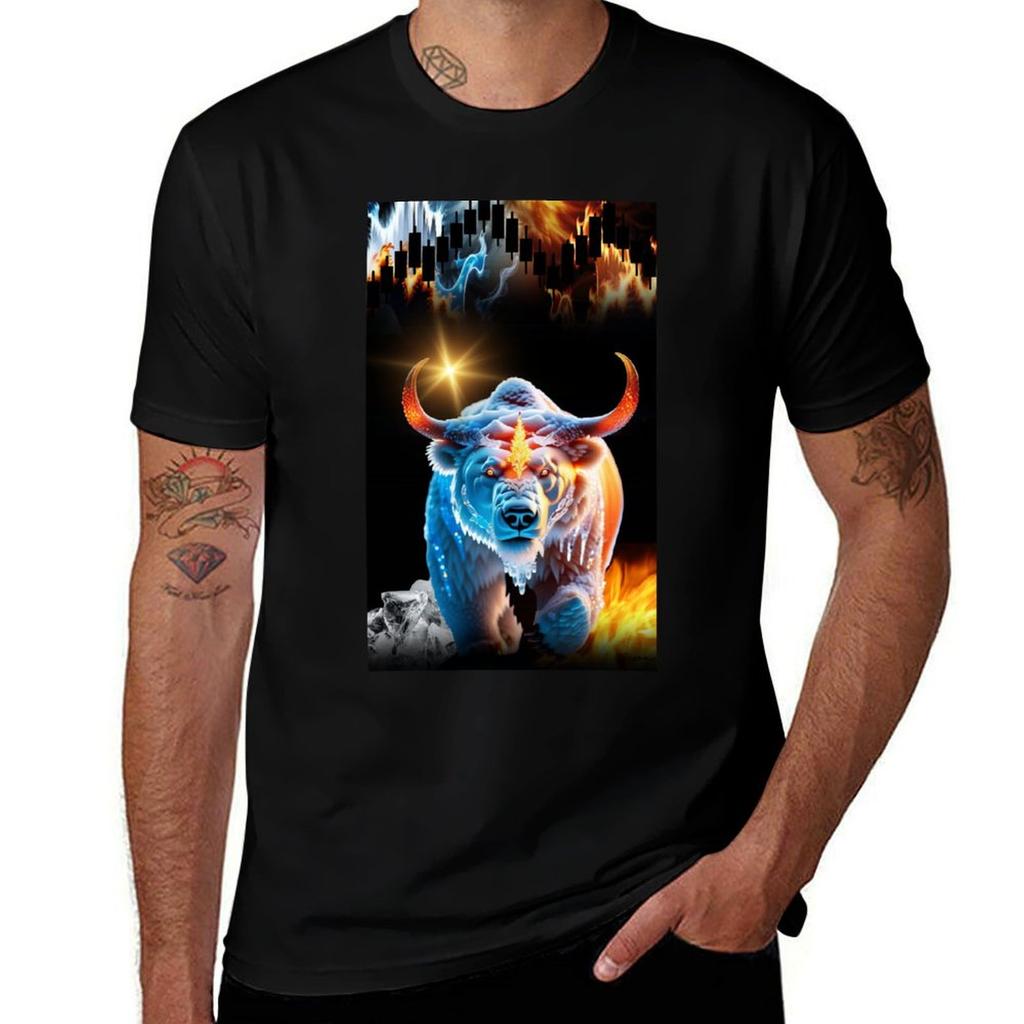 Fire And Ice Forex Bull TShirt Work Daily Short Sleeve Top TShirt