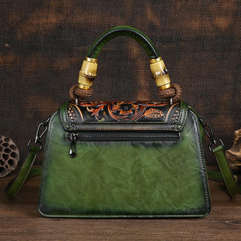 Johnature Sac à main en cuir gaufré fait à la main pour femmes, sac à main de luxe polyvalent, sacs à bandoulière et à bandoulière