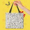 40000KM Cartoon Elements Canvas Bag, Handbag, Artistic Shopping Bag, Eco-Friendly Bag, Storage Pouch