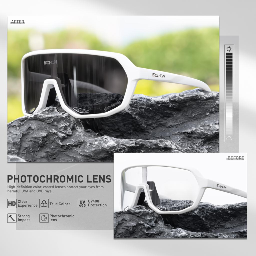 SCVCN Photochromic Sports Sunglasses Polarized Cycling Glasses for Men Mountain MTB Bike Bicycle Goggles UV400 Women Driving