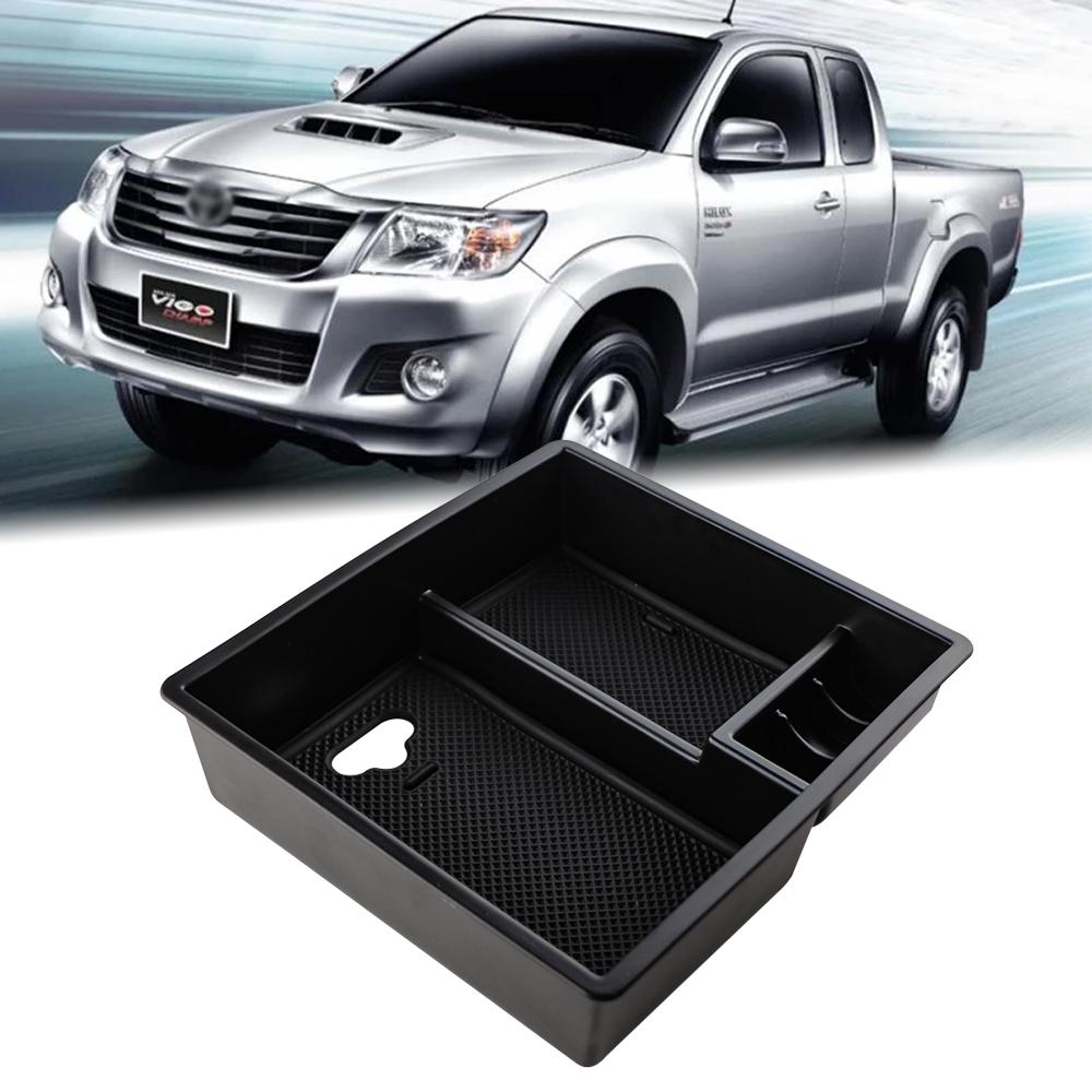 For Toyota Hilux Vigo Fortuner Innova 2004 - 2014 Car Armrest Storage Box ABS+Rubber Pad Accessories